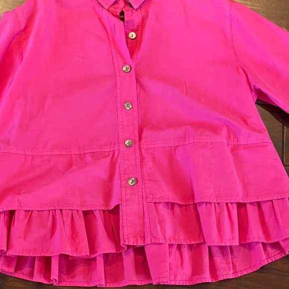 Eleven Stitch Design S Pink Swing Button Down Shirt Top Blouse Lagenlook - Picture 6 of 15
